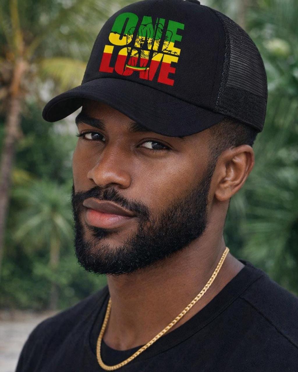 One Love Island Cap | Rasta Colors Trucker Hat