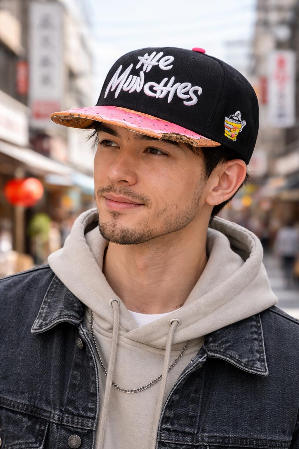 Limited Edition - Donut Snapback Hat – Pink Frosted Sprinkle Bite Brim Baseball Cap