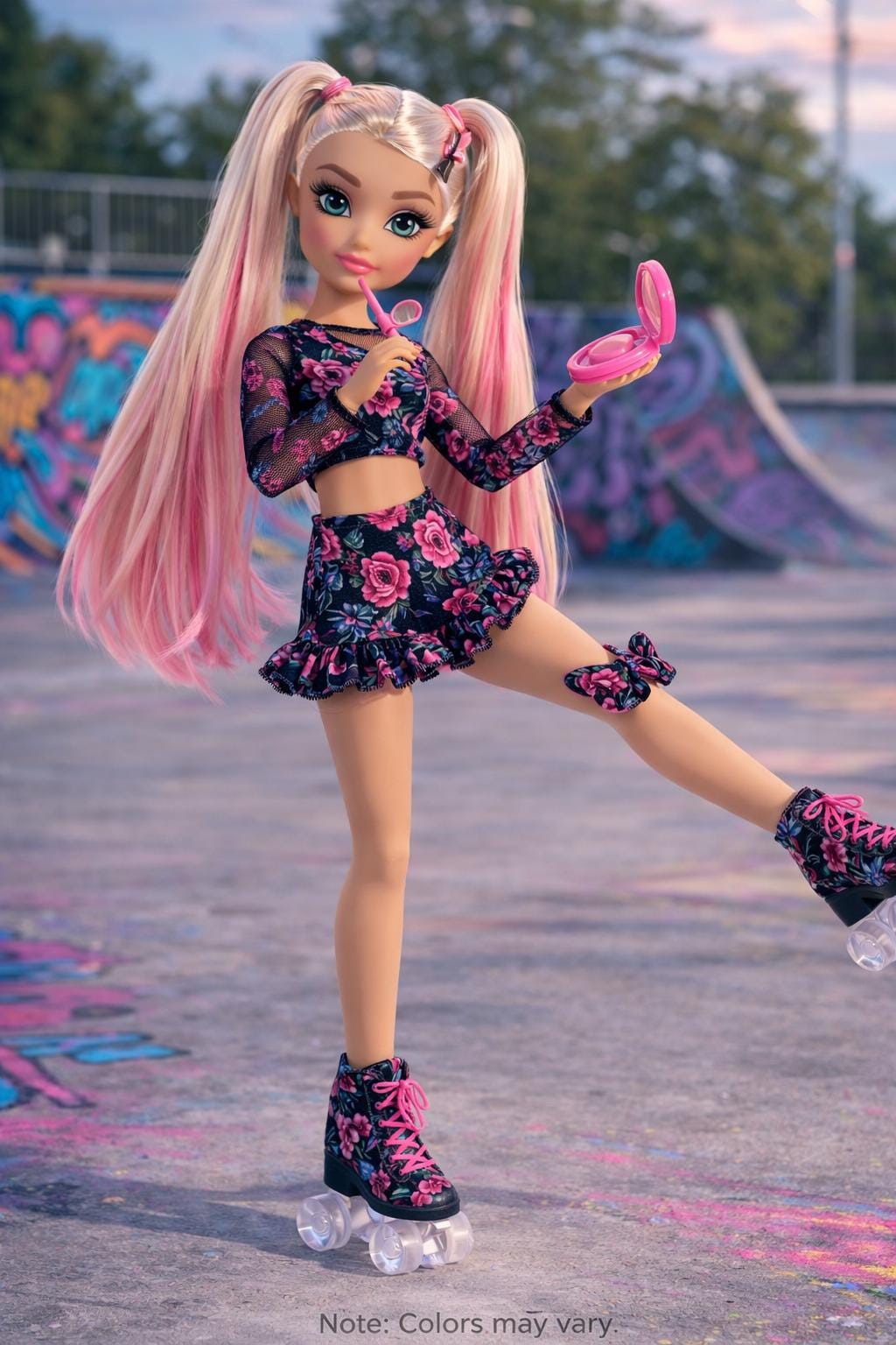 Authentic Barbie Roller Skate Doll – 12" Caucasian Pink-Tipped Hair Collectible