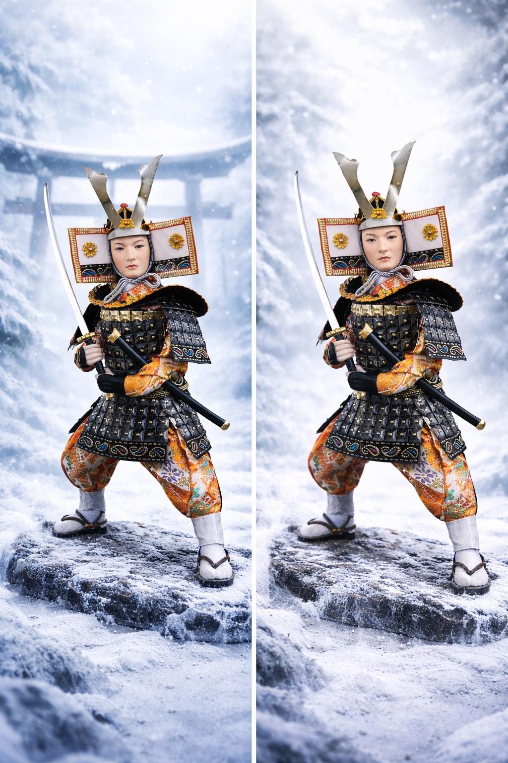 Japanese Rare Samurai Warrior Statue w Katana Armor Collectible Figurine Martial Arts Decor