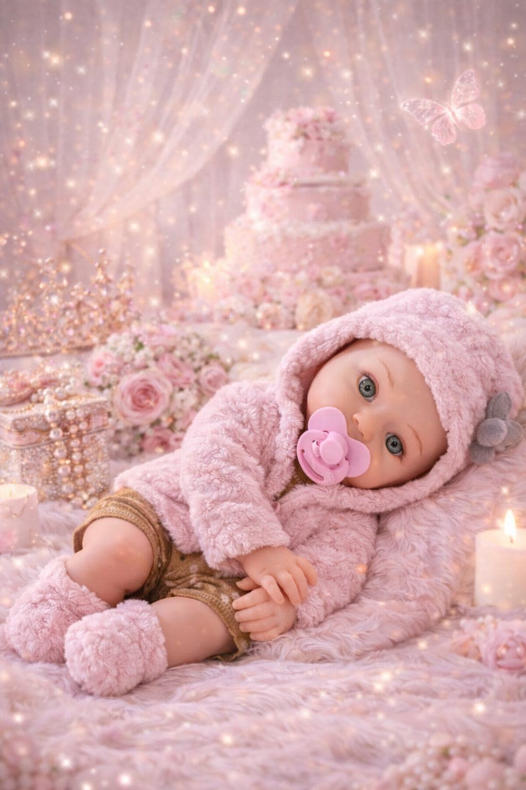 12” Realistic Baby Doll Pink Outfit Poseable PVC Collector Doll Gift