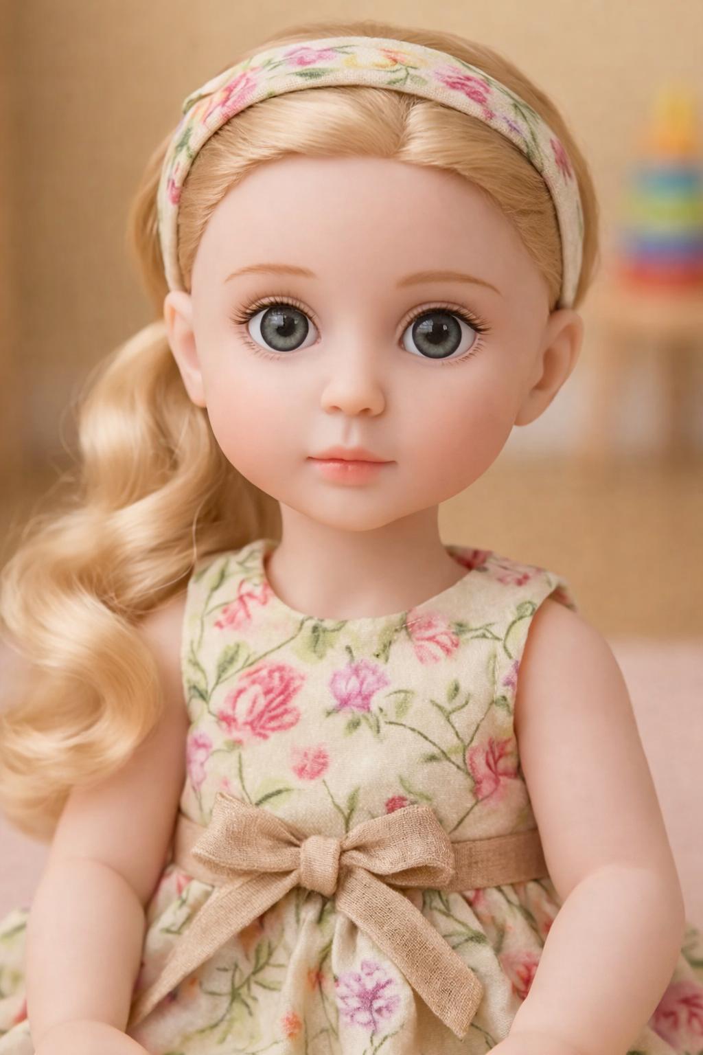 14” Ball Jointed Doll – Blonde Hair BJD Collector Doll with Floral Dress