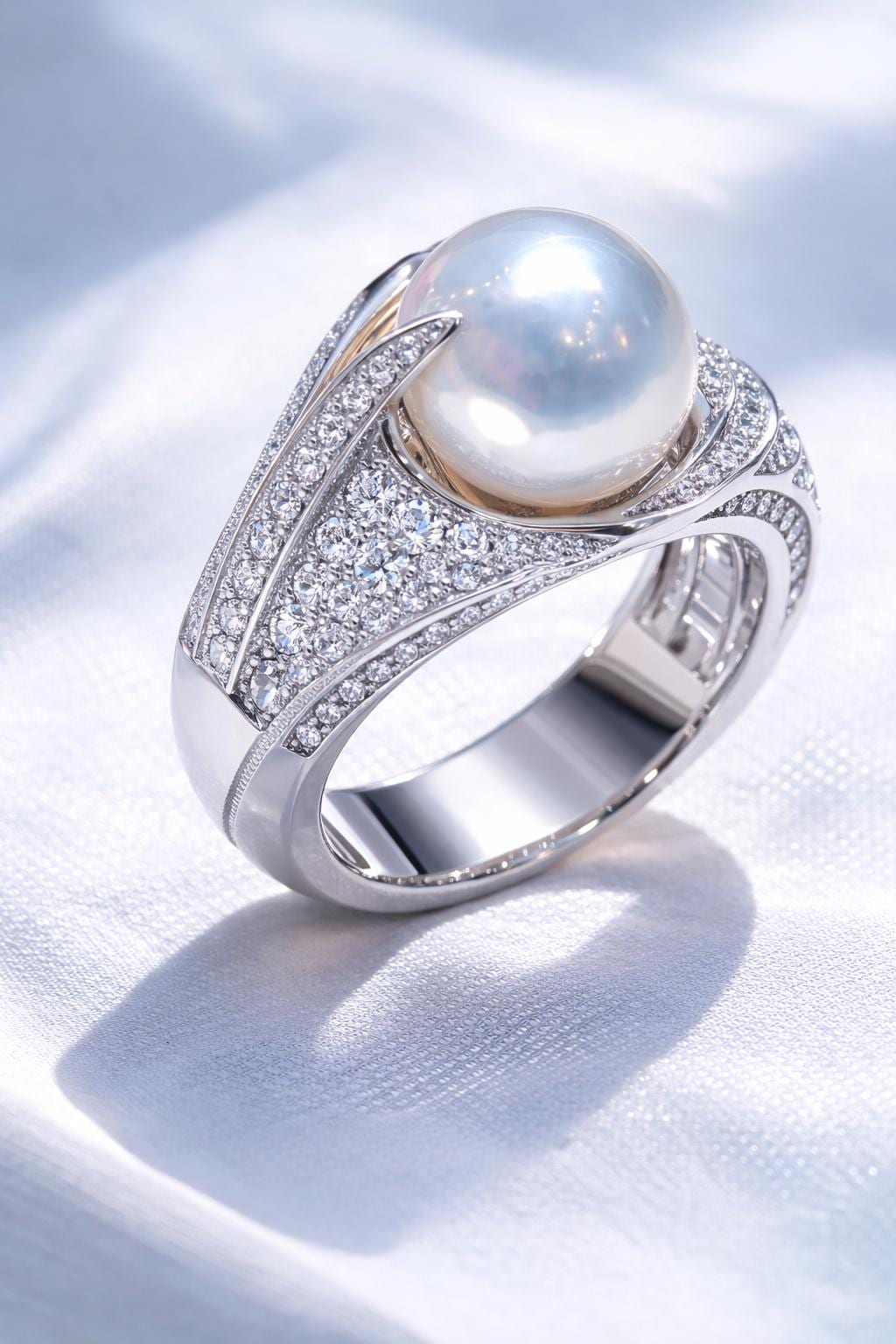 Baroque French-Style Silver-Plated Mosaic Pearl Ring