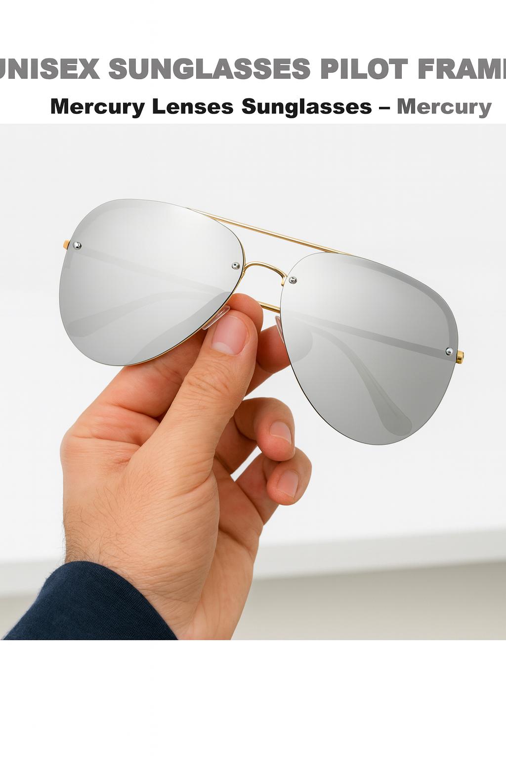 Mercury Aviator Sunglasses – Rainbow Blue Silver Green Lenses, Lightweight UV400