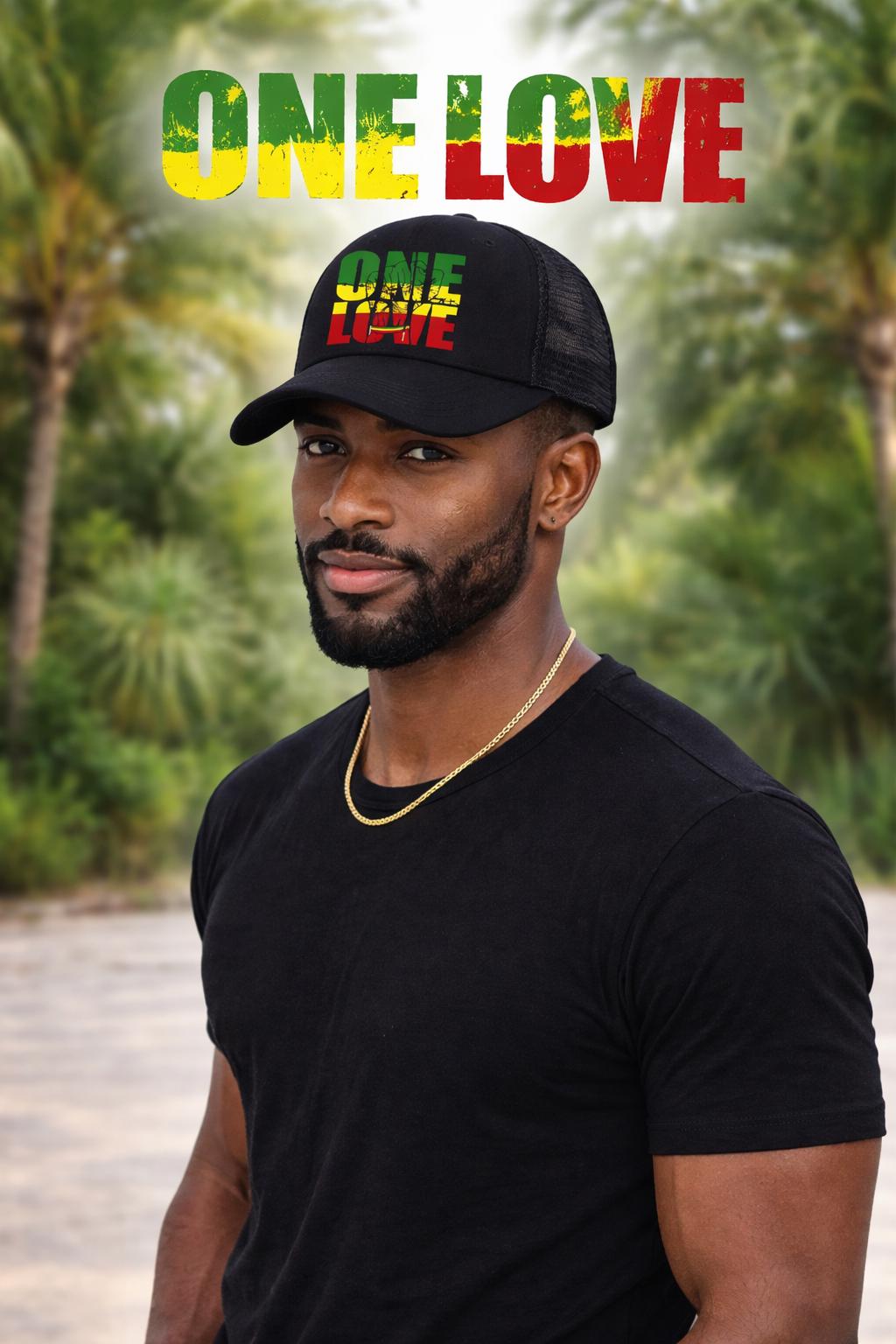 One Love Island Cap | Rasta Colors Trucker Hat