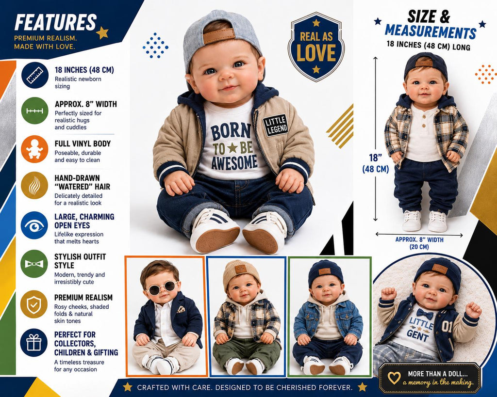 We Have a Boy! 18" Reborn Doll for Collectors or Newbies - Free Backpack/Inspection Certificate