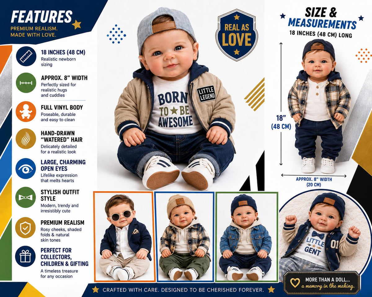 We Have a Boy! 18" Reborn Doll for Collectors or Newbies - Free Backpack/Inspection Certificate