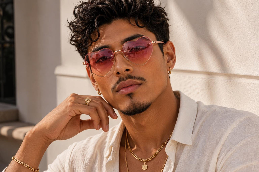 Heart Shaped Sunglasses – Rose Gold Frame, Gradient Lenses, Retro Festival Style