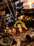 Anime Character Inspired Enamel Pendant Necklace | 24" Silver Tone Chain | Collector Jewelry