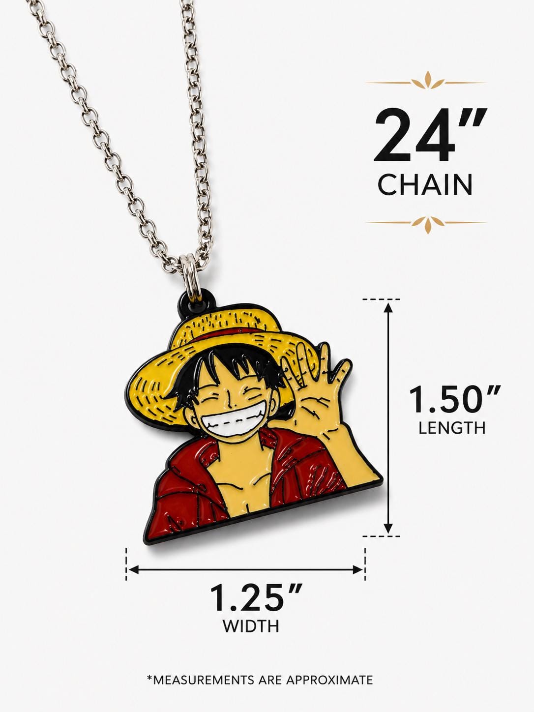 Anime Character Inspired Enamel Pendant Necklace | 24" Silver Tone Chain | Collector Jewelry