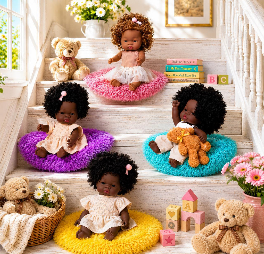 13" African American Reborn Baby Doll – Curly Hair, Chocolate Skin and Free Backpack