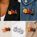 Enamel Ladybug Brooch, Rhinestone Insect Lapel Pin
