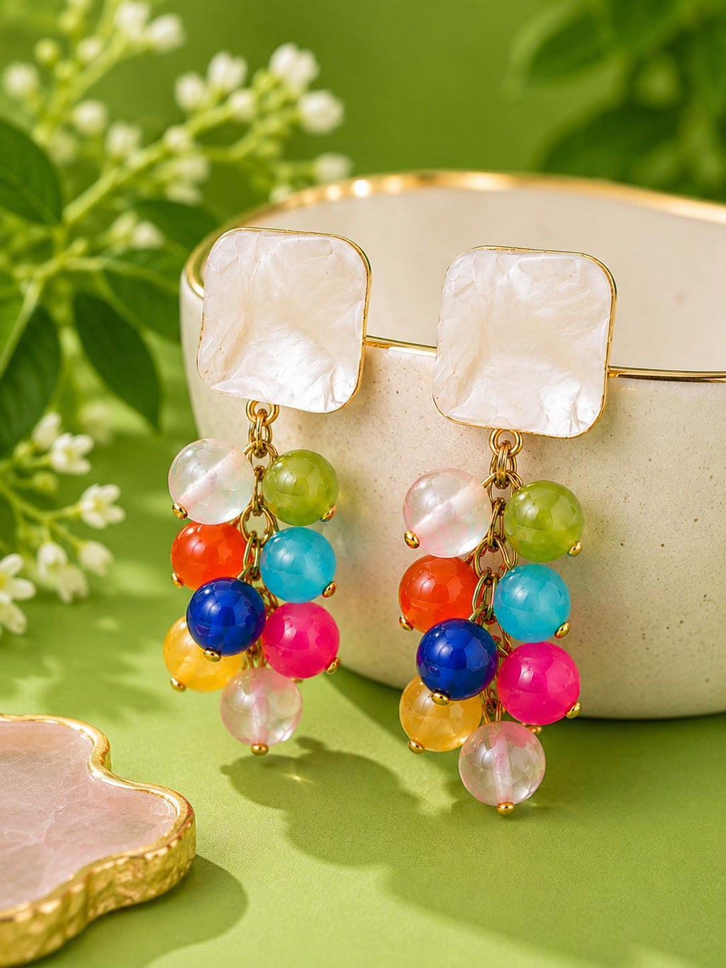 Beach Ball Statement Earrings | Colorful Beaded Dangle Earrings | Summer Jewelry Gift