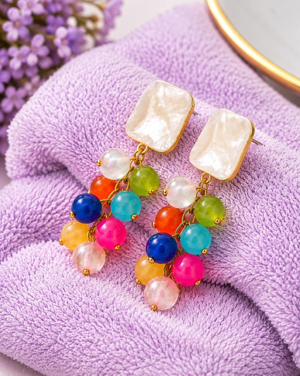 Beach Ball Statement Earrings | Colorful Beaded Dangle Earrings | Summer Jewelry Gift