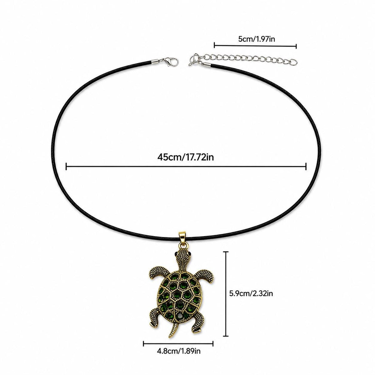 Vintage Emerald Glass Turtle Pendant Necklace | KC Gold Plated