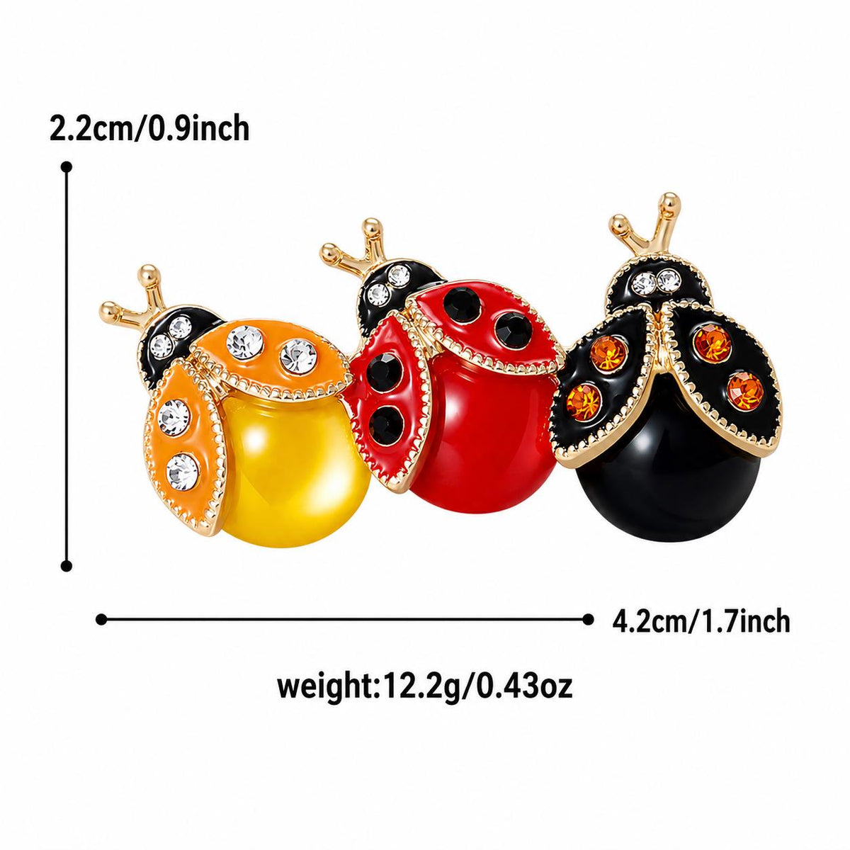 Enamel Ladybug Brooch, Rhinestone Insect Lapel Pin