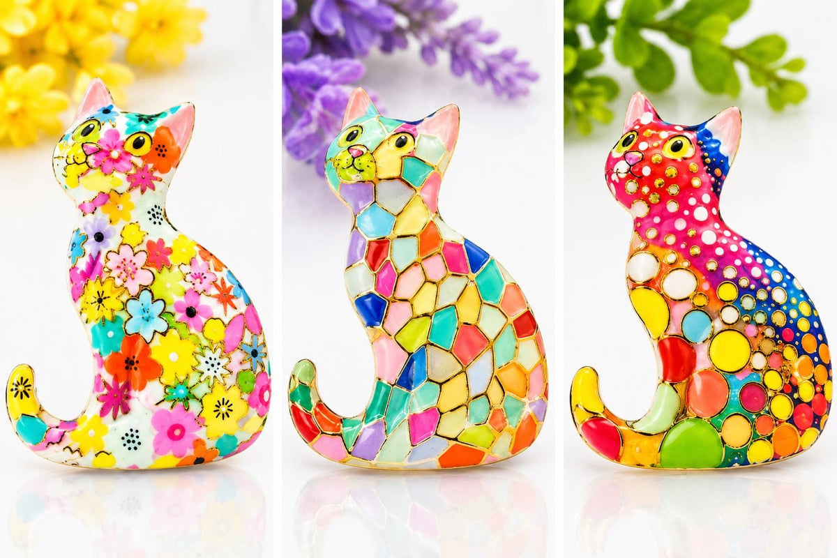 Colorful Cat Magnet Set of 2 | Gift for Cat Lovers