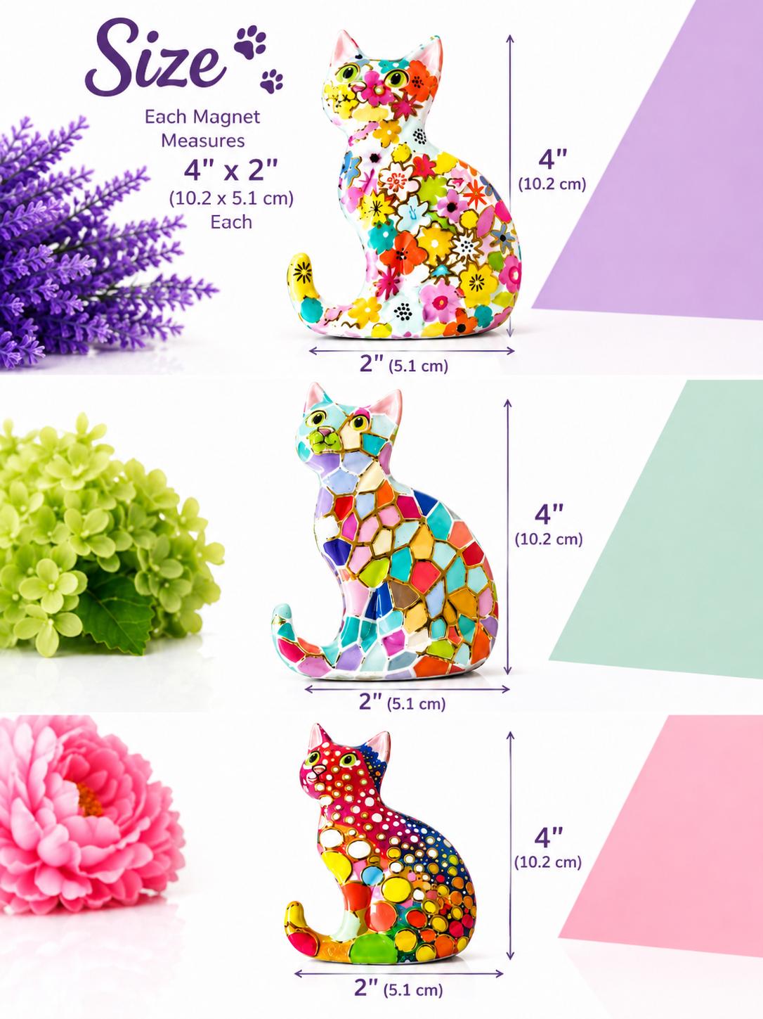 Colorful Cat Magnet Set of 2 | Gift for Cat Lovers