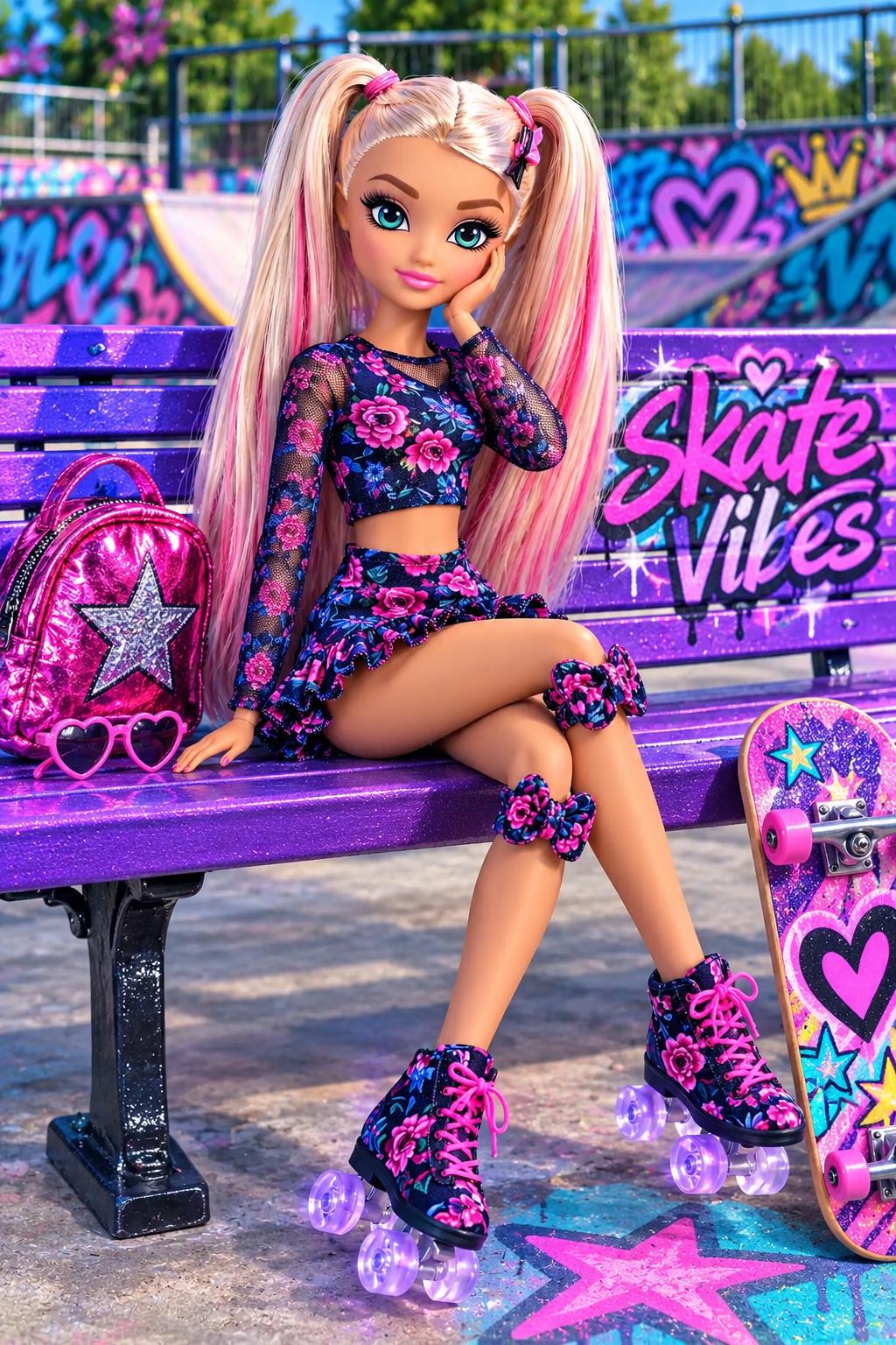 Authentic Barbie Roller Skate Doll – 12" Caucasian Pink-Tipped Hair Collectible