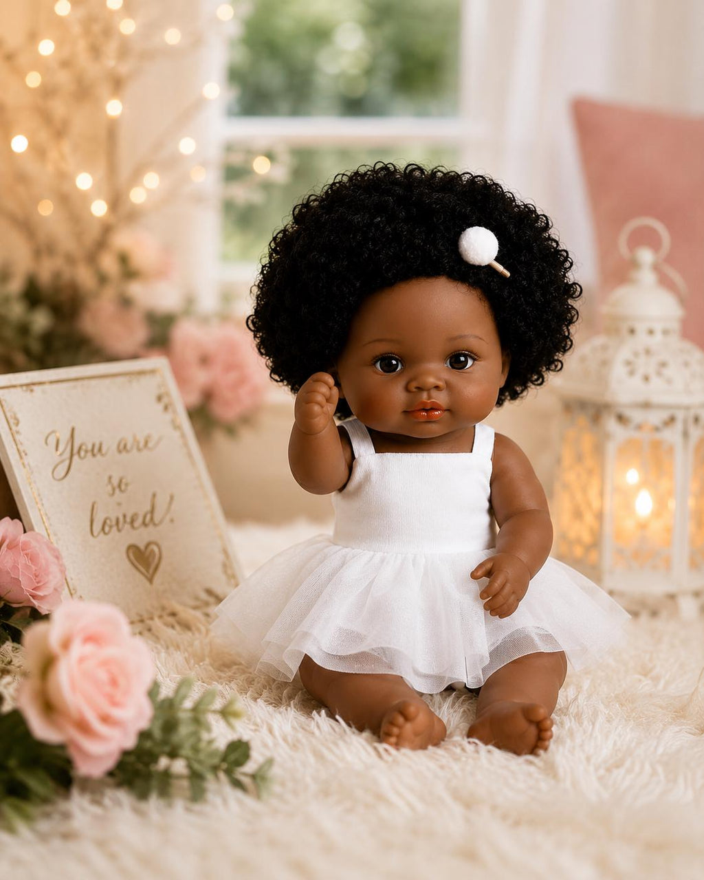 Lifelike 13" African American Reborn Baby Doll – Chocolate Skin & Curly Hair and Free Backpack