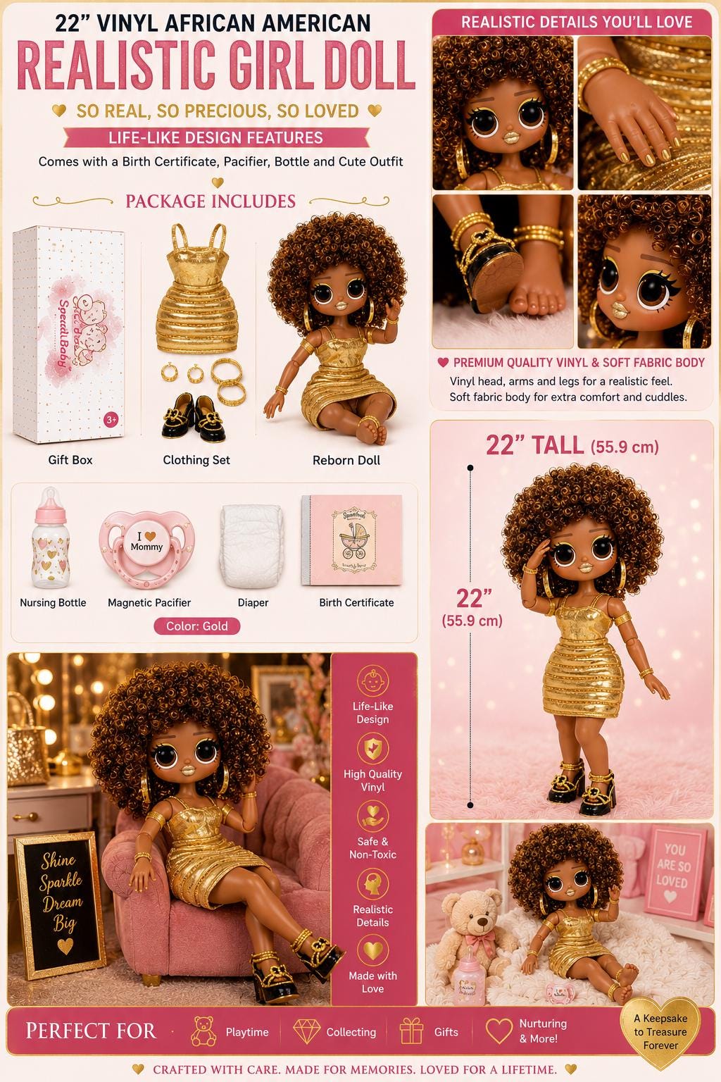 African American Curly Hair Fashion Doll Collector Edition