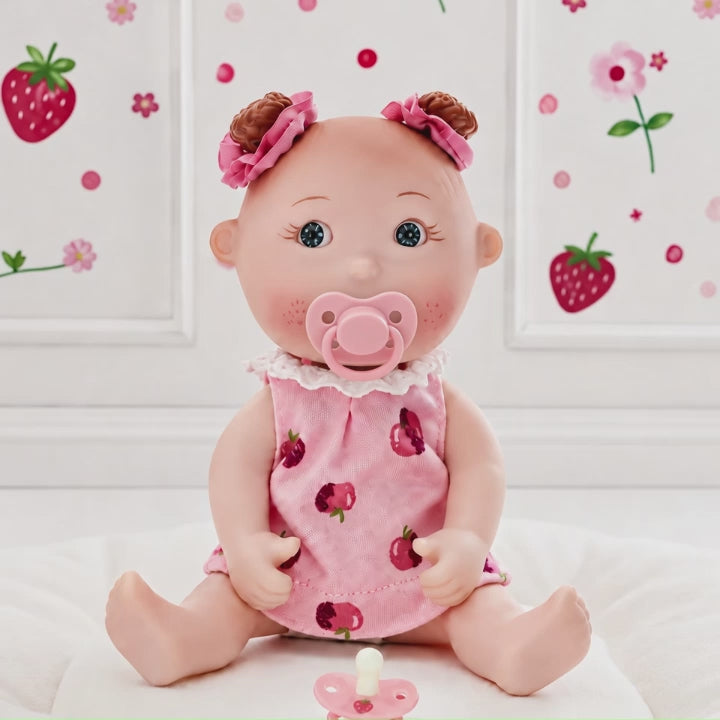 7.5" Mini Baby Girl Doll – Pink Strawberry Outfit | Cute Collectible Doll Gift